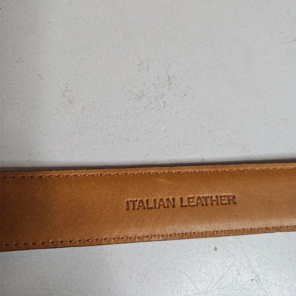Lauren Ralph Lauren Black Croc Embossed Italian Leather Ranger Belt Silver Tip L